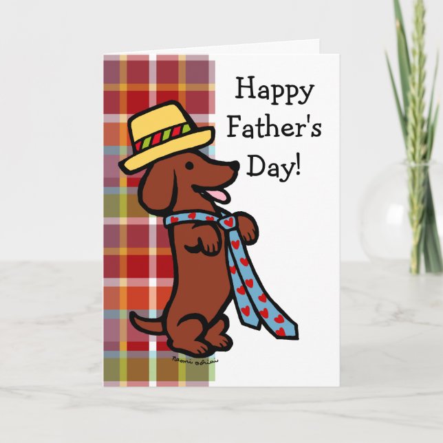 Carte Daddy's Dachshund Cartoon Plaid (Devant)