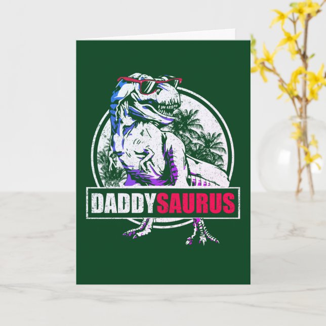 Carte DaddySaurus T-rex Dinosaur Drôle Fête des pères (Fleur jaune)