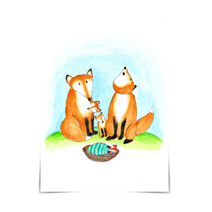 Carte d'adoption de nouveau bébé de la famille Fox
