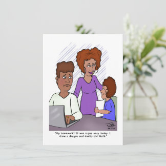 Carte Dad's Doing Son's Homework Flat Card