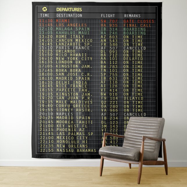 Carte d'aéroport (personnalisable) Tapisserie (En situation)