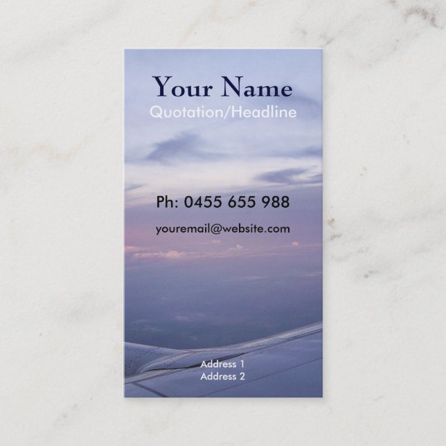 Carte d'affaires/profil Voyage (Devant)