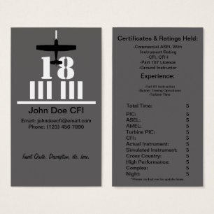 Carte d'affaires / reprise de l'instructeur de vol