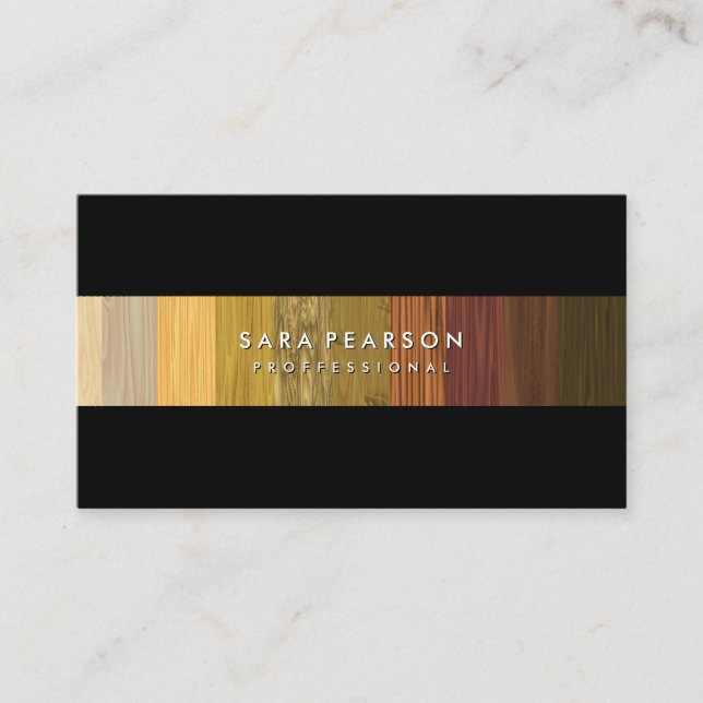 Carte d'affaires Stripe de panneau en bois (Devant)