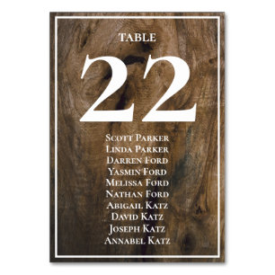 Carte d'affectation du Mariage en bois rustique
