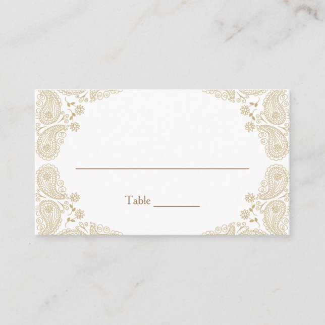Carte d'affectation Rustique Mariage I Paisley Tab (Devant)