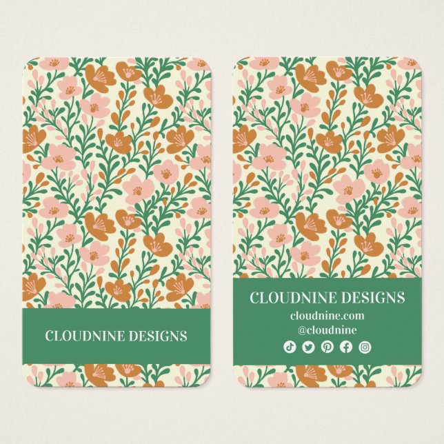 Carte d'affichage à bijoux à oreille rose florale (Devant & derrière)