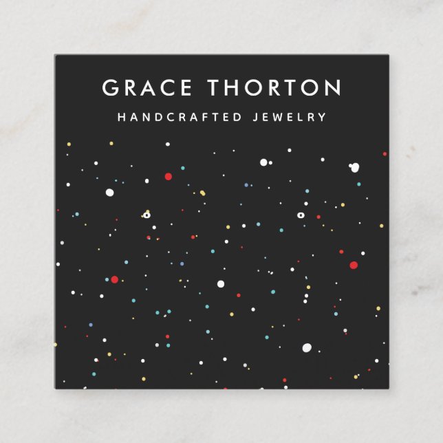 Carte d'affichage à oreille Festive Confetti Stud (Devant)