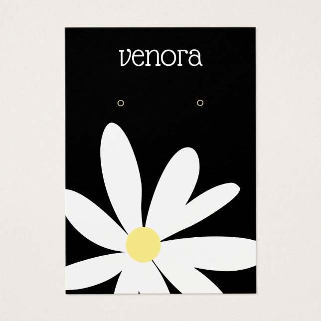 Carte d'affichage à oreille florale noire (Devant)