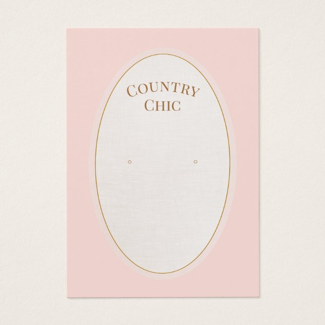 Carte d'affichage à oreille rose pays chic (Devant)