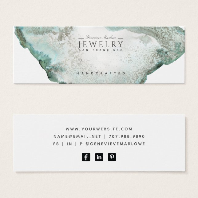 Carte d'affichage Aqua Blue Agate Marble Stud Bouc (Devant & derrière)