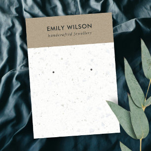 CARTE D'AFFICHAGE BLANCHE KRAFT TERRAZZO STUD EARR