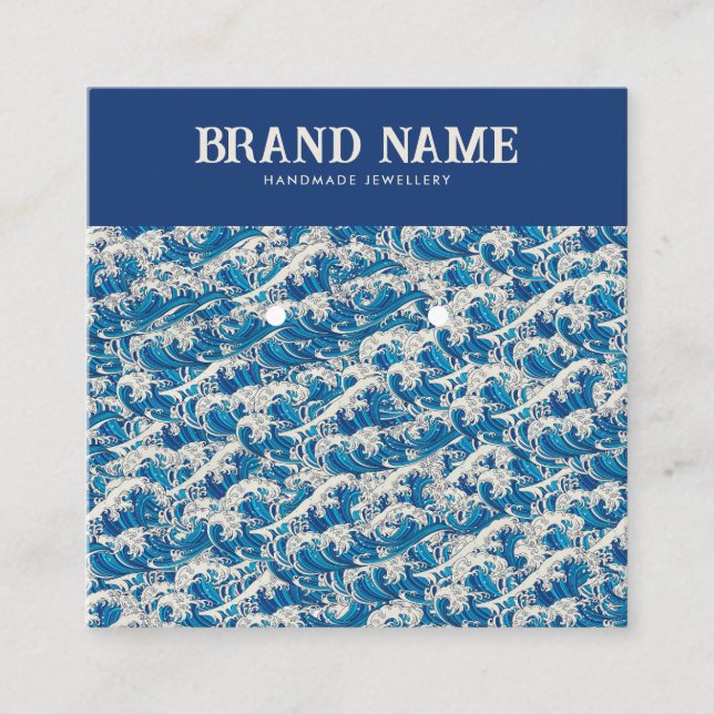 Carte d'affichage Blue Retro Modern Wave Earrings (Devant)