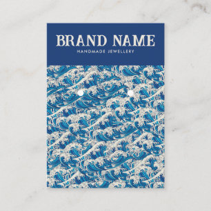 Carte d'affichage Blue Retro Modern Wave Earrings