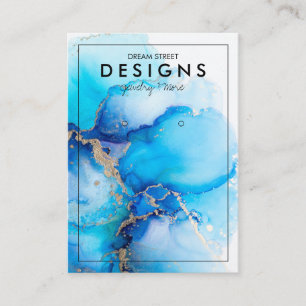 Carte d'affichage Blue Watercolor Gold