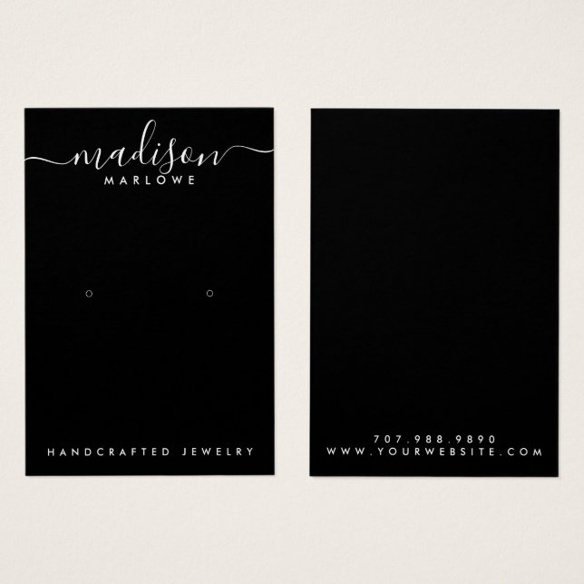 Carte d'affichage Chic Monogramme Noir (Devant & derrière)