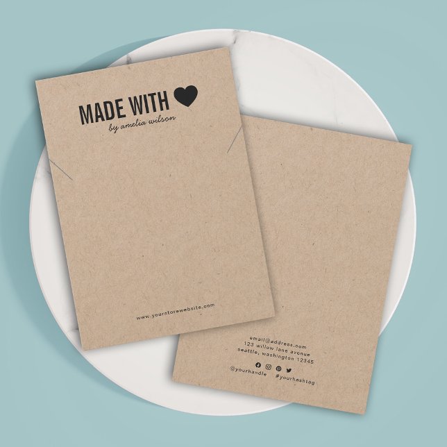 Carte d'affichage Coeur fait avec amour Kraft (Créateur téléchargé)