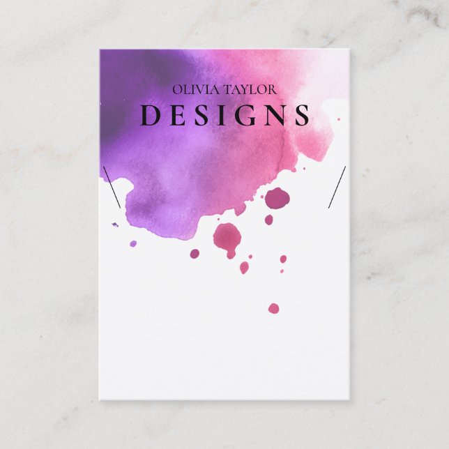 Carte d'affichage couleur Aquarelle rose Collier (Devant)