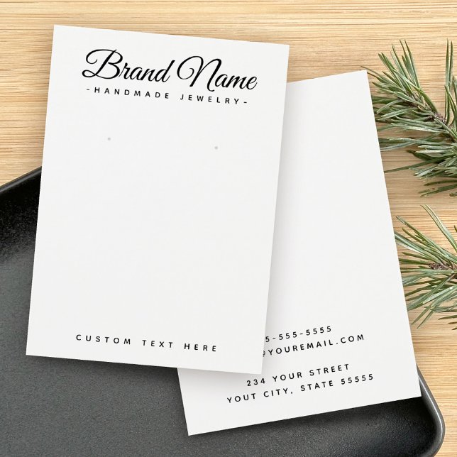Carte d'affichage couleur personnalisée de script  (Modern script custom color earring display card)