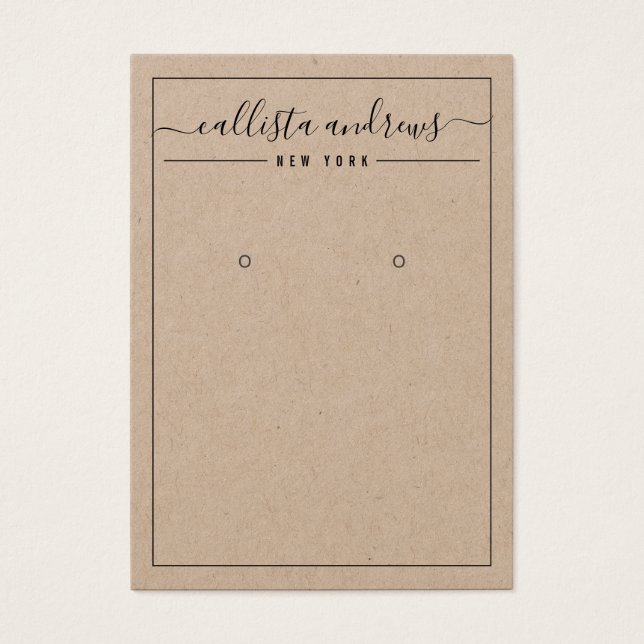 Carte d'affichage Cursive de papier Kraft simple (Devant)