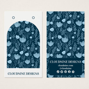 Carte d'affichage de bijoux à arche florale bleu