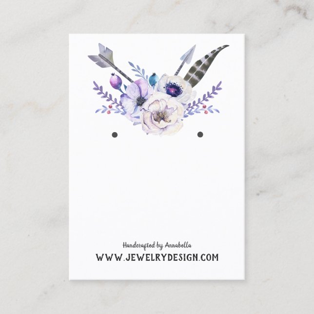 Carte d'affichage de bijoux de boucle d'oreille • (Devant)