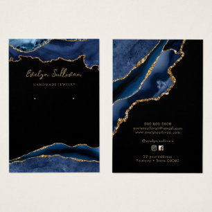 Carte d'affichage de bijoux en agate bleu et or