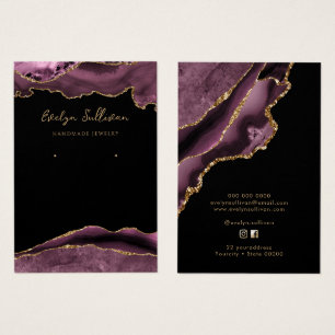 Carte d'affichage de bijoux en agate de mauve fonc