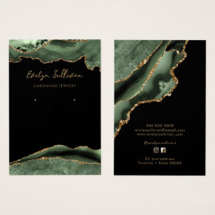 carte d'affichage de bijoux en agate vert sauge