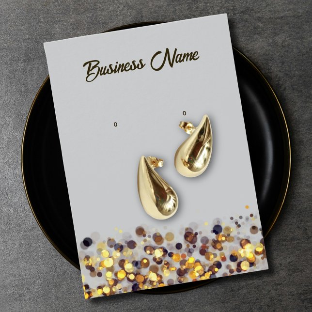 Carte d'affichage de code QR doré gris clair (Bright grey gold QR code earring display card)