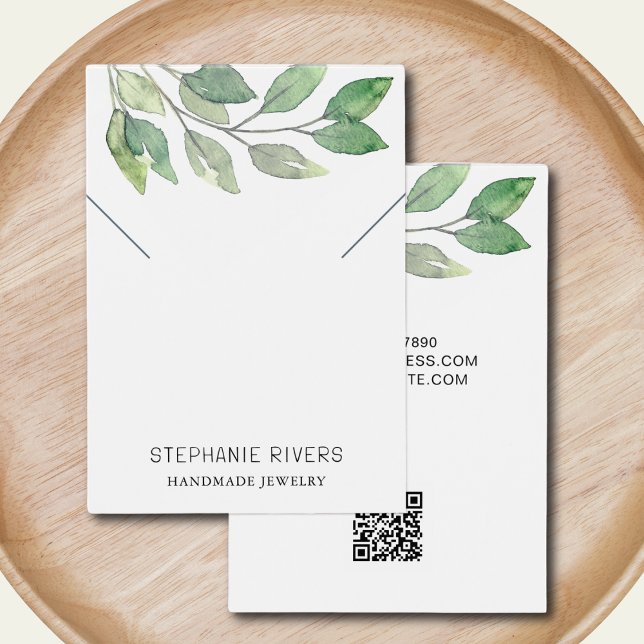 Carte d'affichage de code QR Feuille Watercolor (Créateur téléchargé)