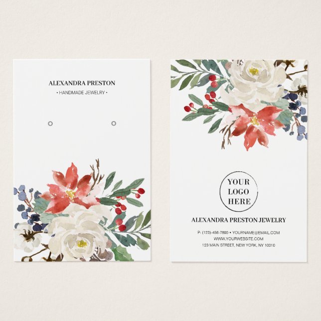 Carte d'affichage de la bijouterie florale de Noël (Devant & derrière)