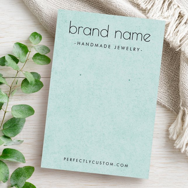 Carte d'affichage de la texture bleu aqua douce (Soft light aqua blue texture earring display card)