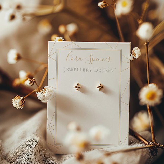 Carte d'affichage de l'or géométrique des médias s (Simple and modern necklace display holder with gold geometric frame.)