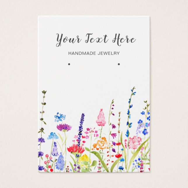 Carte d'affichage de l'oreille ・ Aquarelle Fleurs  (Devant)