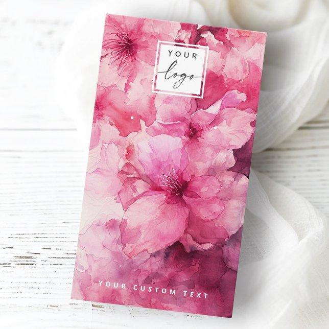 Carte d'affichage de l'oreille de fleur d'aquarell (Pink floral watercolor flower earring display card)