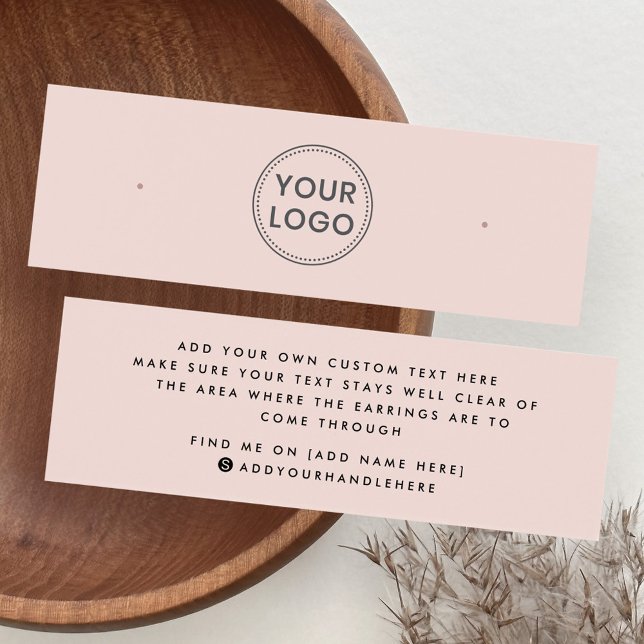 Carte d'affichage de l'oreille de l'étui rose vif (Blush pink custom logo stud earring display card)