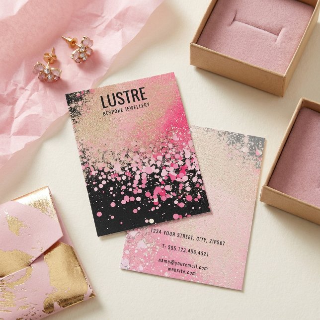 Carte d'affichage de luxe Parties scintillant rose (Pink Glitter Luxury Jewellery Display Card.)