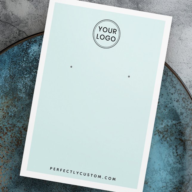 Carte d'affichage d'oreille bleu marine (Custom logo light aqua blue earring display card)