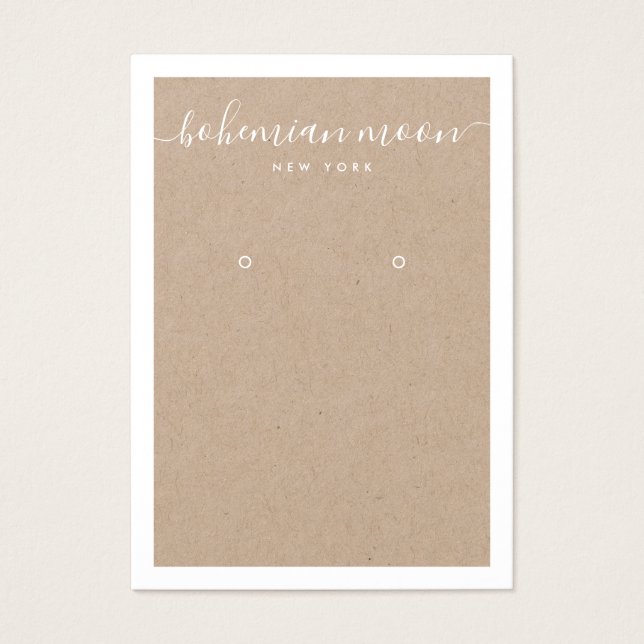 Carte d'affichage d'oreille kraft en écriture blan (Devant)