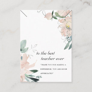 CARTE D'AFFICHAGE DU CADEAU D'ENSEIGNANT FLORAL BL