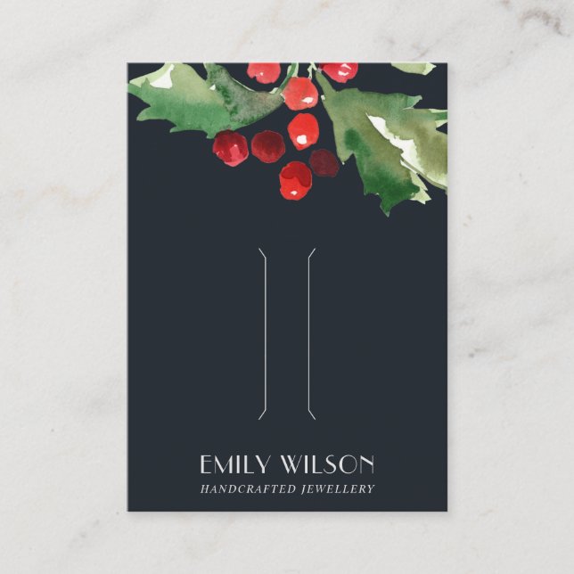CARTE D'AFFICHAGE DU CLIP DE CHRISTMAS HOLLY BERRY (Devant)