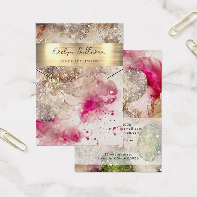 Carte d'affichage du collier d'aquarelle rose (Bureau)