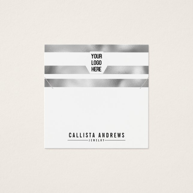 Carte d'affichage du collier logo Silver White Str (Devant)