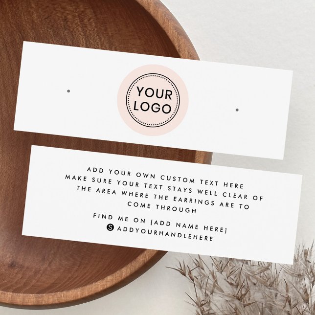 Carte d'affichage du logo de cercle rose vif (Blush pink circle logo stud earring display card)