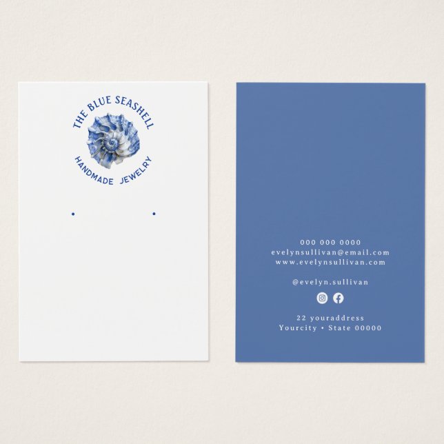 Carte d'affichage du logo de coquillage bleu (Devant & derrière)