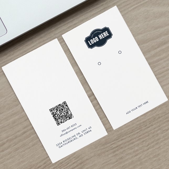 Carte d'affichage du logo de votre entreprise Code (Business Logo QR Code Earrings Display Card)