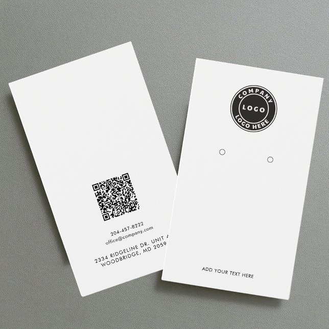 Carte d'affichage du logo d'entreprise et du code  (Your Business Logo with QR Code Earrings Display Card)