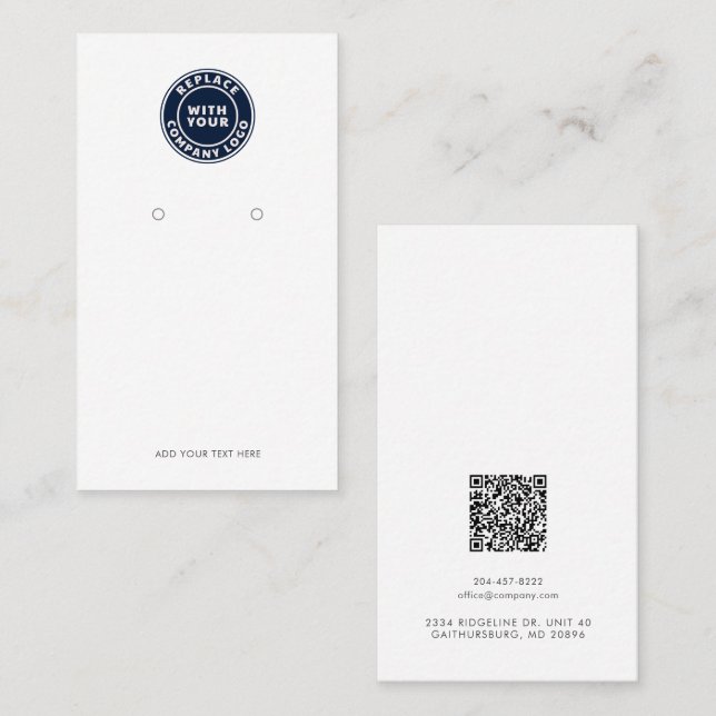 Carte d'affichage du logo d'entreprise et du code  (Devant / Derrière)