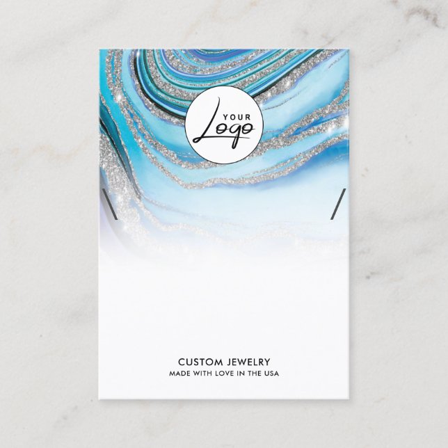 Carte d'affichage du logo en marbre bleu (Devant)